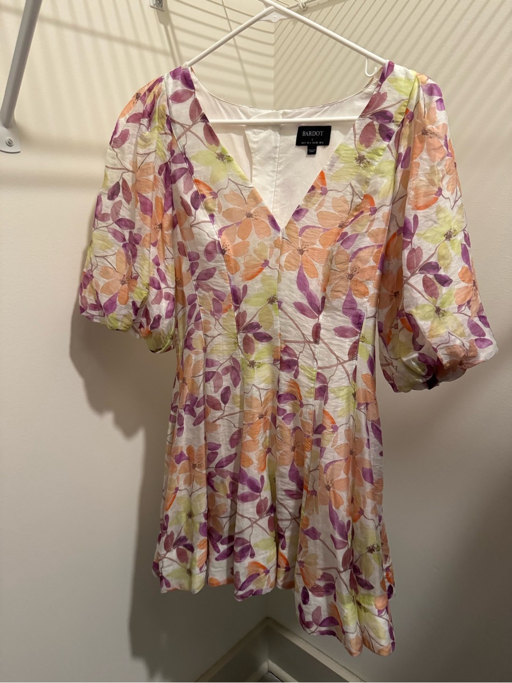Bardot Fleur Puff Sleeve Mini Dress in Bold Flower
